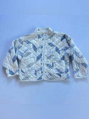 Z Supply Quilted Puffer Jacket in Cream and Blue XL
